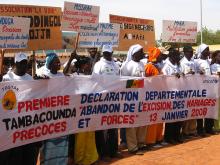Demonstration against young marriage and female circumcision in Africa. 