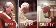 A meme comparing Popes John Paul II, Benedict XVI and Francis. Photo courtesy RNS/CatholicVote.org. Photo courtesy RNS/CatholicVote.org.