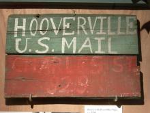 Sign from the post office at the Hooverville (squatters settlement) in Seattle, 