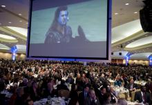 Scene from "Braveheart" is projected at the 2011 National Prayer Breakfast in Washington, D.C. Photo via Getty Images. Scene from "Braveheart" is projected at the 2011 National Prayer Breakfast.