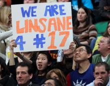 Fans show their support for Jeremy Lin during the game against the Timberwolves 2/11/12.By David Sherman/NBAE via Getty Images Photo by David Sherman/NBAE via Getty Images