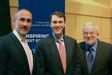 Arthur Brooks, Gordon's President D. Michael Lindsay and Sojourners CEO Jim Wall