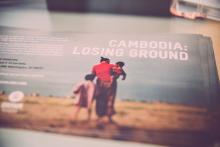 Oxfam displayed images telling the story of Cambodian land grabbing. Brandon Hook/Sojourners Brandon Hook/Sojourners