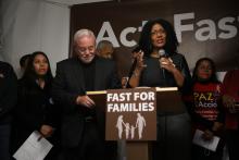 Lisa Sharon Harper speaks at the opening of Fast for Families. Photo Brandon Hook/Sojourners
