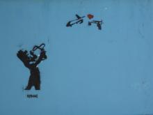 The graffiti on the wall of Borderfree Community Center of Nonviolence. Via Kathy Kelly Courtesy Kathy Kelly