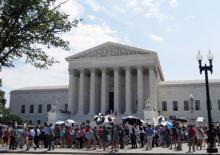 Citizens rally at the Supreme Court after it sided with the owners of Hobby Lobby Stores Inc. Photo via Heather Adams / RNS Photo via Heather Adams / RNS