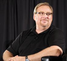 Megachurch pastor Rick Warren on a panel on religious liberty at the SBC's Pastors' Converence. RNS photo by Adelle M. Banks