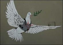 Artwork by the artist Banksy. Photo by Shane Claiborne.