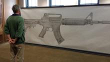 The gun mural at Fountain Street Church, before erasure. Photo courtesy of Charles Honey Photo courtesy of Charles Honey