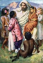Jesus comforts the children. Image via Wylio. Jesus comforts the children. Image via Wylio.