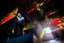 Perry Ferrel singing with Jane's Addiction in 2012. Mat Hayward / Shutterstock.c