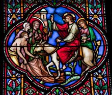 Stained glass window depiction of Palm Sunday in the cathedral of Brussels, jorisvo / Shutterstock.com jorisvo / Shutterstock.com
