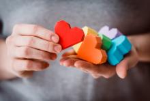 Hearts together making a rainbow. Image courtesy Yulia Grigoryeva/shutterstock.c