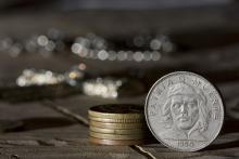 The revolutionary on a coin. Image courtesy R.S.Jegg/shutterstock.com