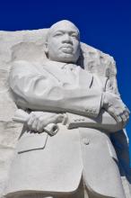 A statue of Martin Luther King, Jr. stands on the National Mall in Washington, DC. Photo via Brandon Bourdages/shutterstock.com