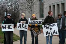 Students protest on the Vanderbuilt campus. RNS photo courtesy InterVarsity Christian Fellowship RNS photo courtesy InterVarsity Christian Fellowship