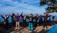 Caught in the rapture - Tai Chi on the pool deck with Al Huang at Esalen Institute. RNS photo by Chris Franek RNS photo by Chris Franek