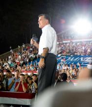 Mitt Romney speaks to crowd in Nashua, NH. RNS photo by Katherine Cresto via Flickr RNS photo by Katherine Cresto via Flickr