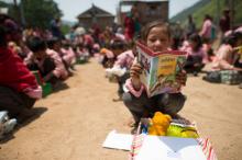 A child receives a gift from Operation Christmas Child. Photo: RNS courtesy Samaritan’s Purse.