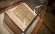 The first edition of the Book of Mormon, printed in 1830, on display in Missouri