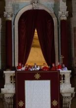 Newly elected Pope Francis appears on the balcony of St. Peter’s Basilica on Wednesday. Photo courtesy Religion News Service.