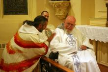 The Rev. Benedict Groeschel (seated). RNS photo courtesy Franciscan Friars of the Renewal RNS photo courtesy Franciscan Friars of the Renewal