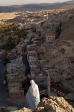 View of Maalula village with Muslim Mosque and statue of Virgin Mary. Photo: Via RNS/John Wreford/Associated Reporters Abroad