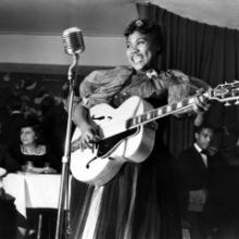 Sister Rosetta Tharpe performs in Cafe Society in 1940. RNS photo by Charles Peterson/courtesy PBS American Masters. RNS photo by Charles Peterson/courtesy PBS American Masters.