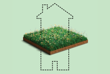 Illustration by Matt Chase Illustration of the outlines of a house that go above and below a flowery field
