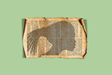 Illustration by Matt Chase Illustration of the silhouette of a Black woman's head overlaid on an old manuscript