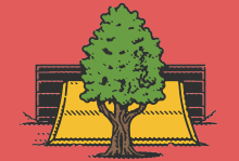 Illustration by Michael George Haddad Illustration of a Cypress tree with a bulldozer coming up behind it