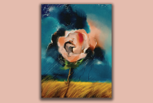 Illustration by Ric Carrasquillo Illustration of a single, large rose caught in a storm in a wheat field