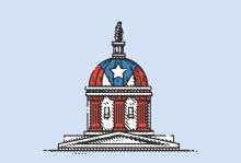 Illustration by Michael George Haddad An illustration of the U.S. Capitol building in the colors of a Puerto Rico flag.