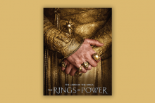 "The Lord of the Rings: The Rings of Power," Amazon Prime Video The cover of "The Rings of Power" showing two hands folded over adorned with many golden rings.