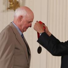 Obama awards Wendell E. Berry the 2010 National Medal of Arts and Humanities. Ph