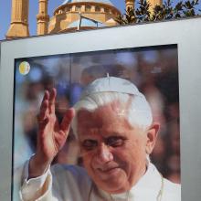 Poster of Pope Benedict XVI in Beruit, Lebanon.