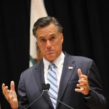  Romney speaks to the press in Costa Mesa, Calif., on Tuesday.