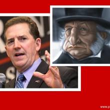 Sen. Jim Demint (L) and Ebenezer Scrooge (R) Photos via Wiki Commons,http://bit.ly/Collage by Cathleen Falsani for Sojourners. Sen. Jim Demint (L) and Ebenezer Scrooge (R)Photos via Wiki Commons,http://bit.