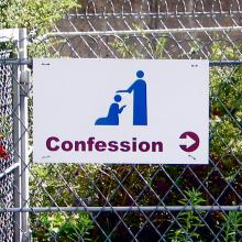 Sign for the confessional at Lourdes. Via Wiki Commons http://bit.ly/s71Wf2 Sign for the confessional at Lourdes. Via Wiki Commons http://bit.ly/s71Wf2