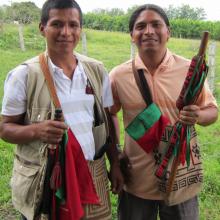 Activists Manuel and German, members of the Indigenous Guard formed by the Nasa 