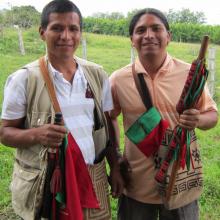 Activists Manuel and German, members of the Indigenous Guard formed by the Nasa 