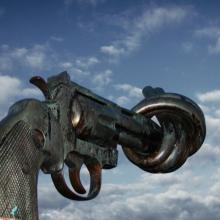 Non-Violence Gun Sculpture in Sweden. Image by Francois Polito via Wiki Commons.