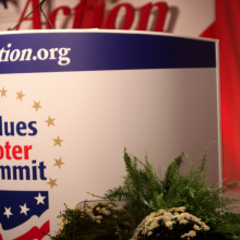 Speaker's podium at the Values Voters Summit, where the Emergent Church will be 