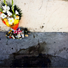 Candles near site of shooting, Murphy Woodhouse 