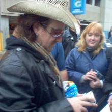 Bono outside the Vertigo tour show in St. Louis, photo by Andrew Smith