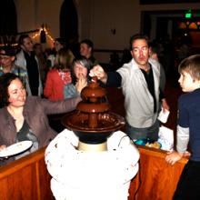 Chocolate fountain in the baptismal font at House For All, the church pastored by Nadia Bolz-Weber. Via www.houseforall.org.