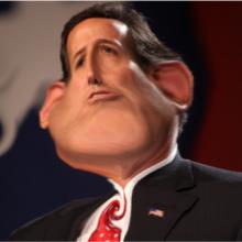 Photo illustration: The Funhouse Effect and Santorum