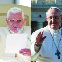 Pope Benedict photo by Gregory A. Shemitz,Pope Francis photo by Andrea Sabbadini