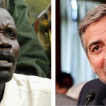 Photos of Joseph Kony (L) and George Clooney (R) via Getty Images.