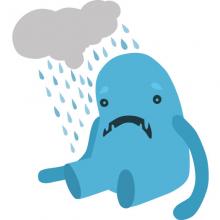 Sad monster illustration, Elena Nayashkova / Shutterstock.com